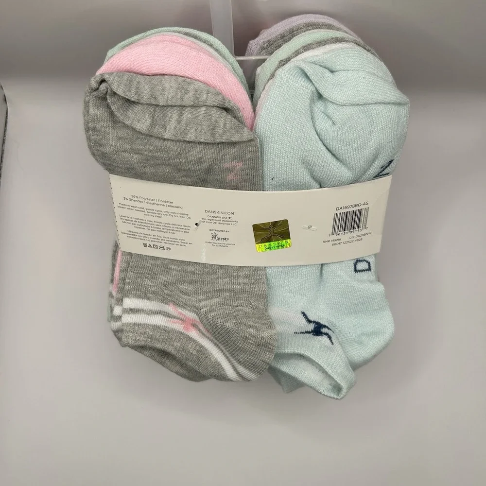 DANSKIN GIRLS 20 Pairs No Show Socks Shoe Size 4-10 Pink Gray Blue White NEW
